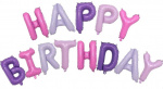Balloons Happy Birthday, 40cm, Purple/Pink