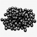 200 Beads with letters, Black