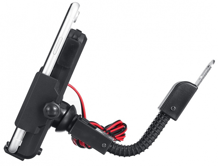 Motorcycle holder with built-in wireless fast charger, Black (CD-3093) Motorcycle holder with built-in wireless fast charger, Black (CD-3093)