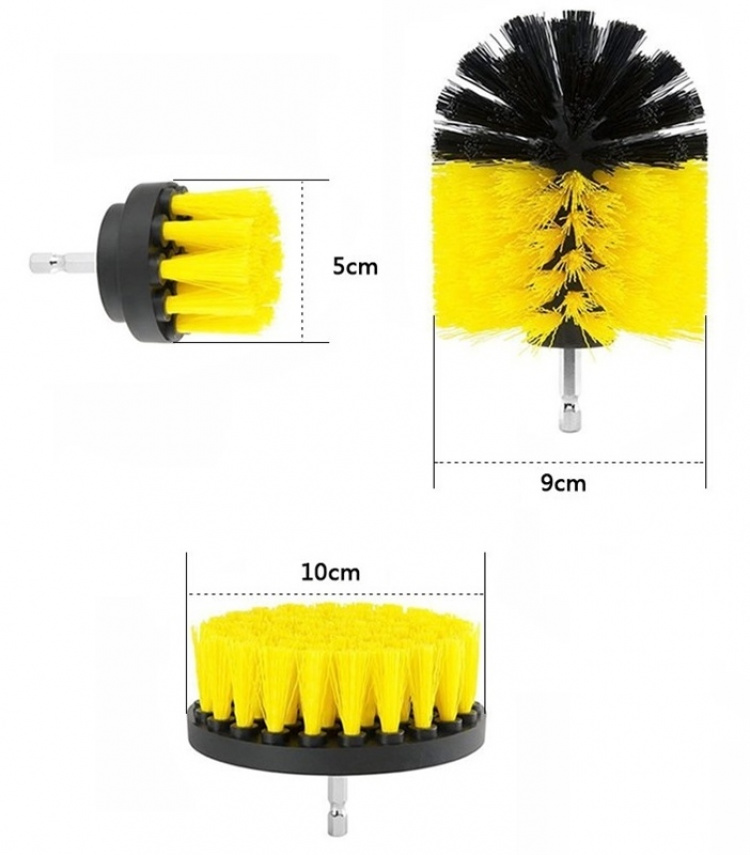 Set of 3 scrubbing brushes for drill/screwdriver Set of 3 scrubbing brushes for drill/screwdriver