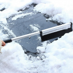 Ice scraper with brush and telescopic handle, Silver