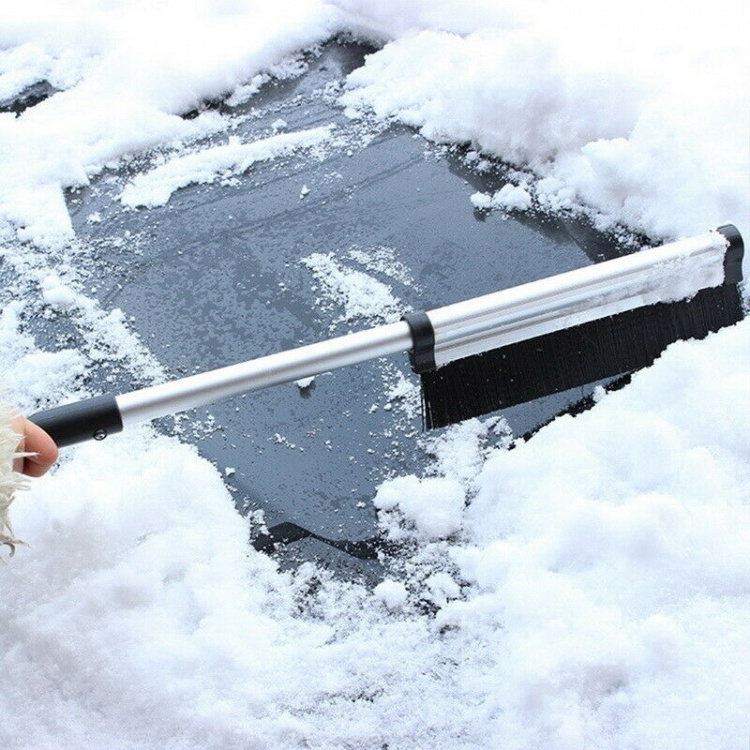 Ice scraper with brush and telescopic handle, Silver