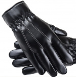 Leather gloves with touch function, One Size