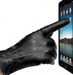 Leather gloves with touch function, One Size
