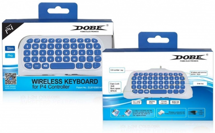 Keyboard for Playstation 4 controller, White