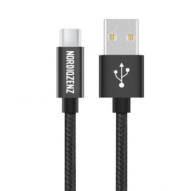 NORDIQZENZ USB-C Textile Cable, 1m, Black NORDIQZENZ USB-C Textile Cable, 1m, Black