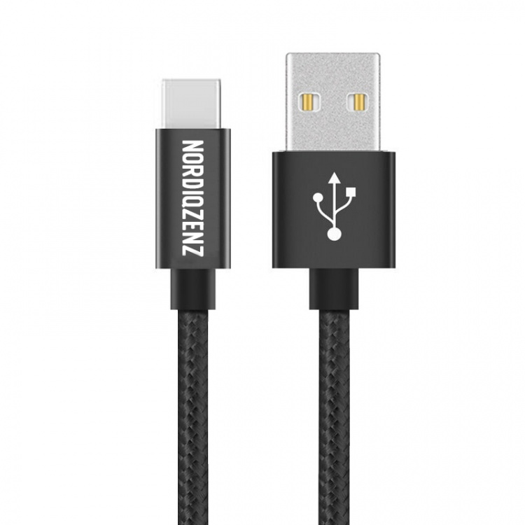 NORDIQZENZ USB-C Textile Cable, 2m, Black NORDIQZENZ USB-C Textile Cable, 2m, Black