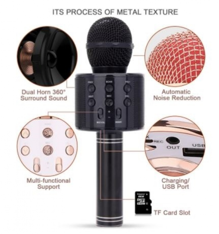 Karaoke microphone with Bluetooth, Rose gold