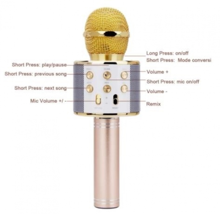 Karaoke microphone with Bluetooth, Rose gold