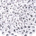 200 Beads with letters, White