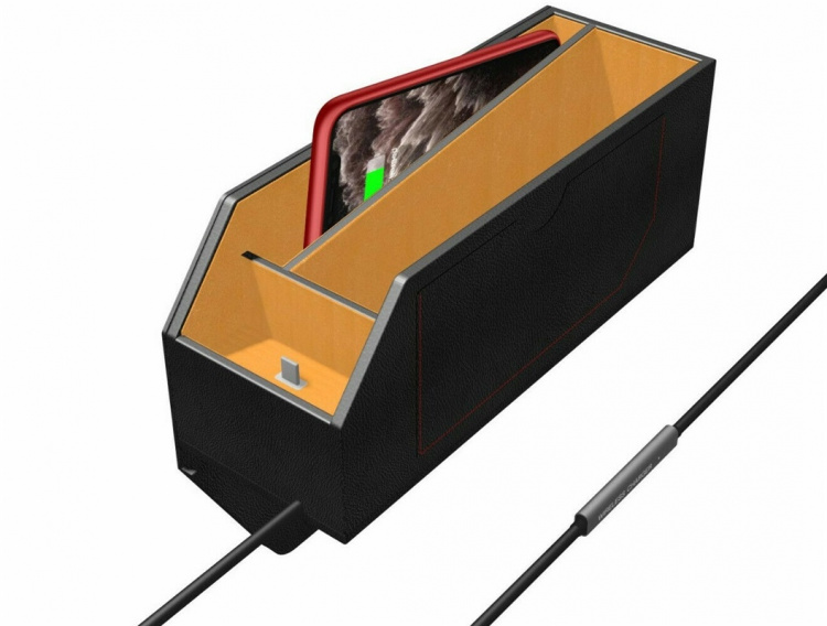 Car storage box with wireless charging Car storage box with wireless charging