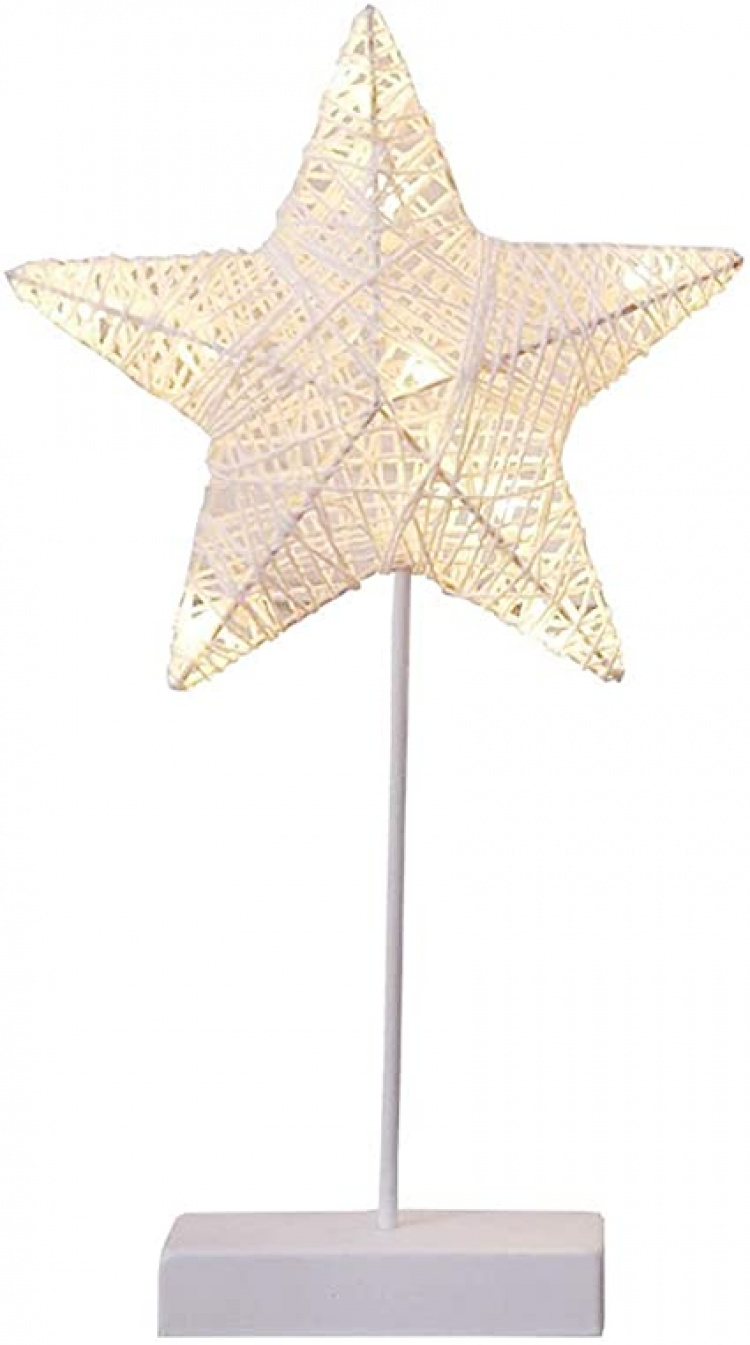Star on foot with lighting, Christmas decoration, White