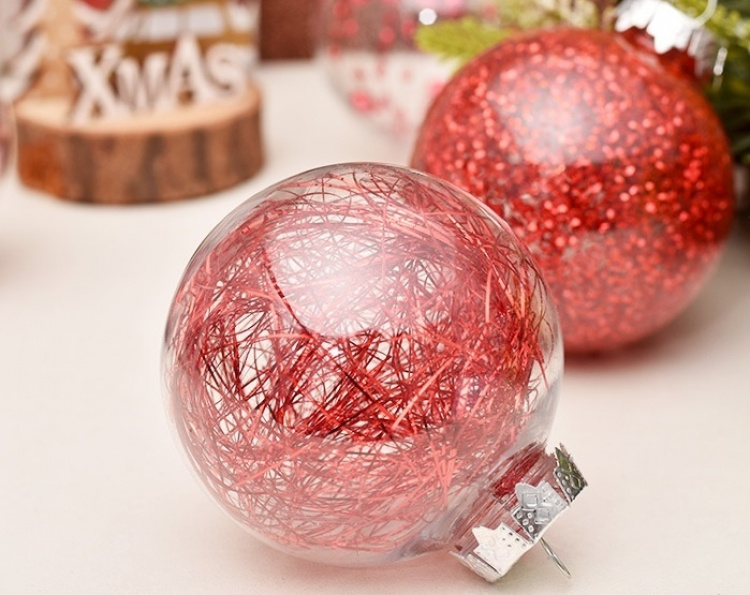 Christmas balls 30pcs, Glitter Red