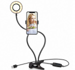 Ring light 9cm with flexible stand and mobile phone holder Ring light 9cm with flexible stand and mobile phone holder