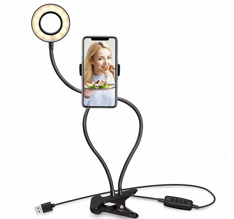 Ring light 9cm with flexible stand and mobile phone holder Ring light 9cm with flexible stand and mobile phone holder