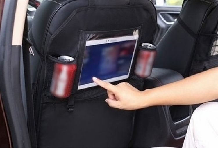 Kick cover with storage compartment, hanging hook for the car, Black Kick cover with storage compartment, hanging hook for the car, Black