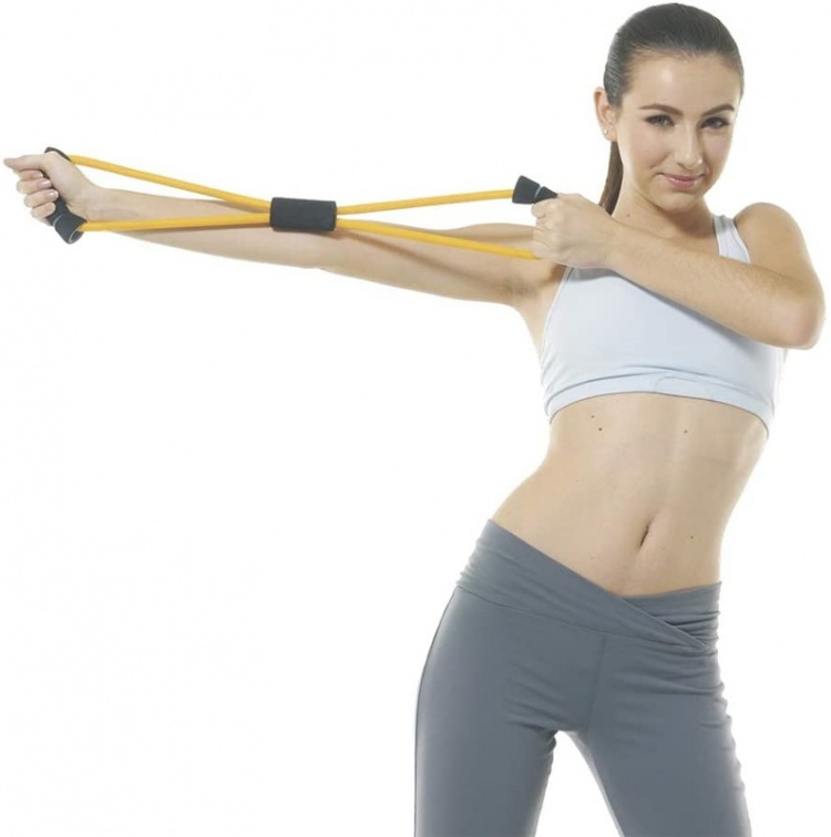Resistance band/Rubber band with handle, Yellow Resistance band/Rubber band with handle, Yellow