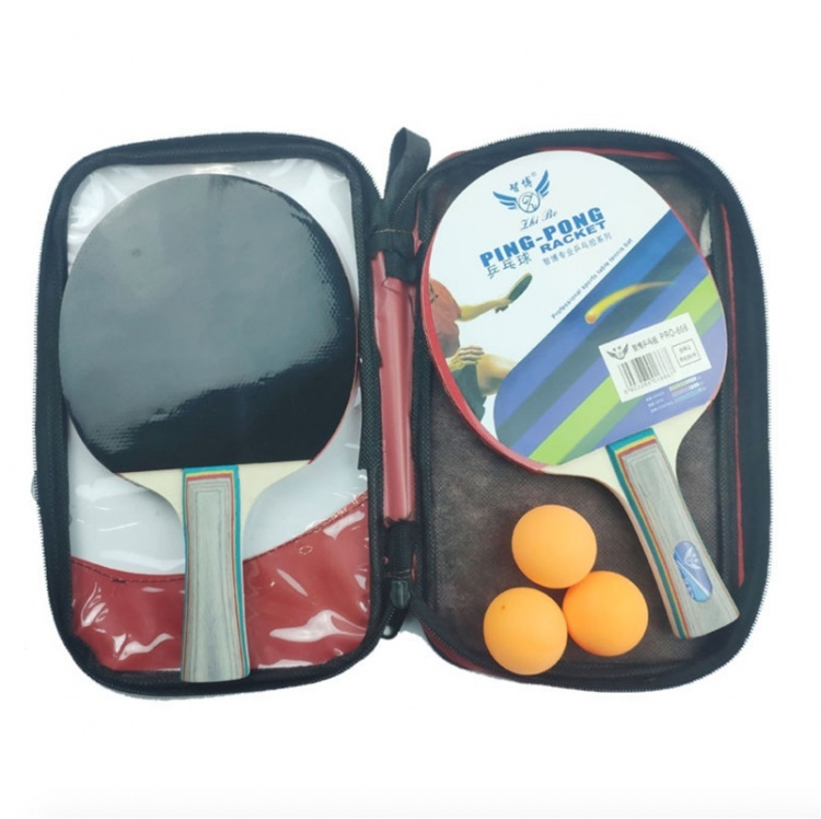 Portable table tennis set - 2 rackets, 3 balls