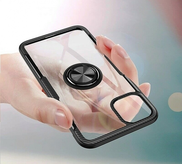 Case with ring holder for iPhone 12 mini, Transparent/Black Case with ring holder for iPhone 12 mini, Transparent/Black