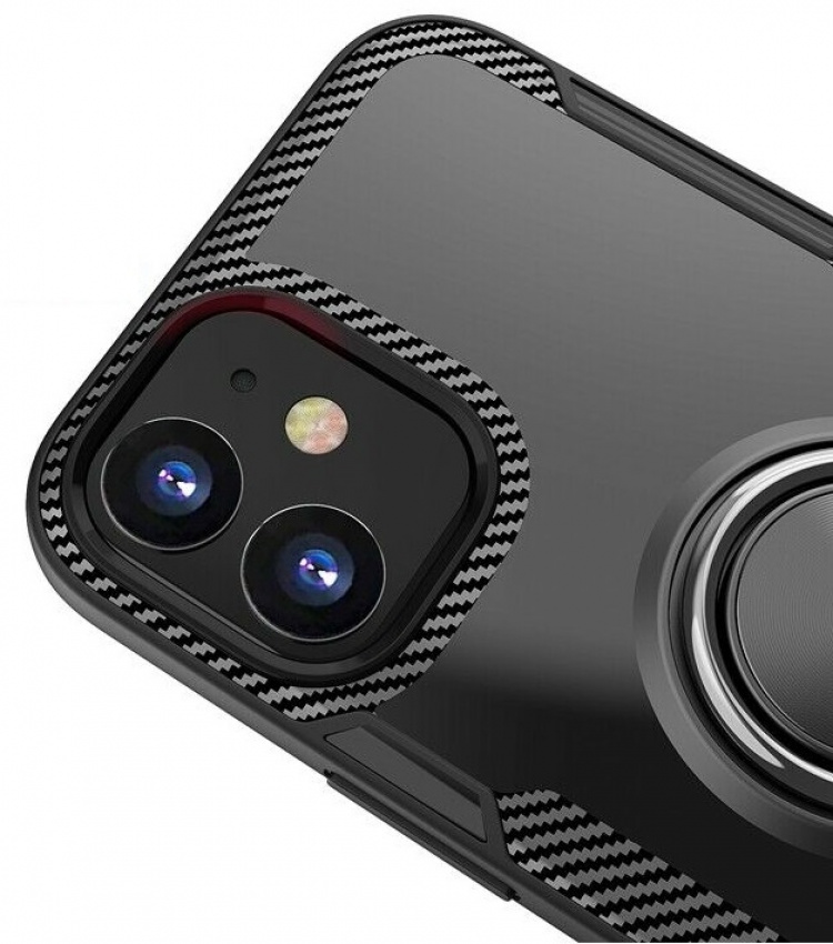 Case with ring holder for iPhone 12 mini, Transparent/Black Case with ring holder for iPhone 12 mini, Transparent/Black