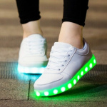 LED Sneakers with laces, size 35, White