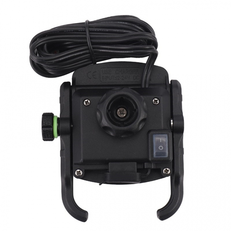 Mobile holder for Motorcycle with QC3.0 Fast Charging, Black Mobile holder for Motorcycle with QC3.0 Fast Charging, Black