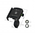 Mobile holder for Motorcycle with QC3.0 Fast Charging, Black Mobile holder for Motorcycle with QC3.0 Fast Charging, Black