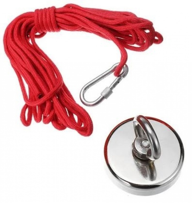 Neodymium magnet 75kg D5, Rope & Gloves