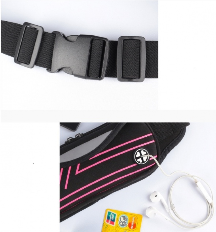 Sporty waist bag with stripes, Pink Sporty waist bag with stripes, Pink