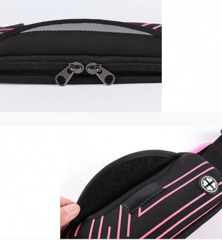 Sporty waist bag with stripes, Pink Sporty waist bag with stripes, Pink