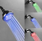 Shower head with temperature-controlled LED lighting. Shower head with temperature-controlled LED lighting.