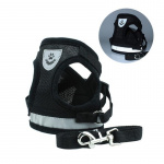 Harness for dogs with leash, Reflective Black, S Harness for dogs with leash, Reflective Black, S