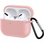 Silicone protective case with hook for Airpods Pro, Pink Silicone protective case with hook for Airpods Pro, Pink