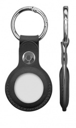 PU leather case with keyring for Airtag, Black