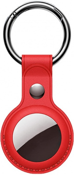 PU leather case with keyring for Airtag, Red PU leather case with keyring for Airtag, Red