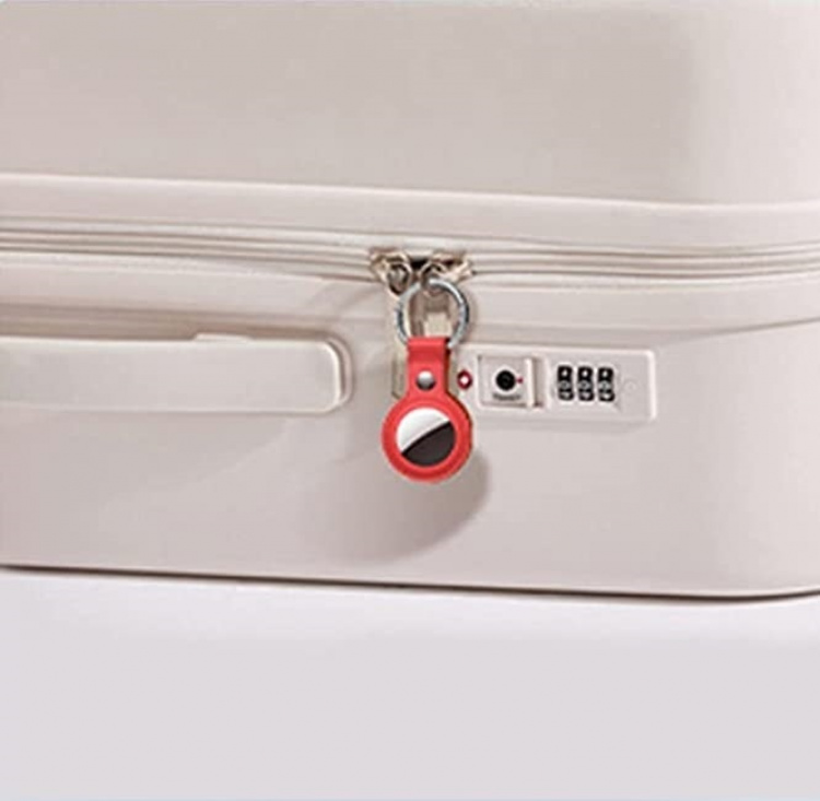 PU leather case with keyring for Airtag, Red PU leather case with keyring for Airtag, Red