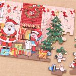Wooden puzzle in a tin box with a Christmas theme 60 pieces, Bedroom Wooden puzzle in a tin box with a Christmas theme 60 pieces, Bedroom