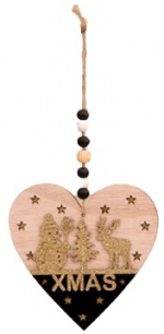 Christmas decoration in wood, Heart Christmas decoration in wood, Heart