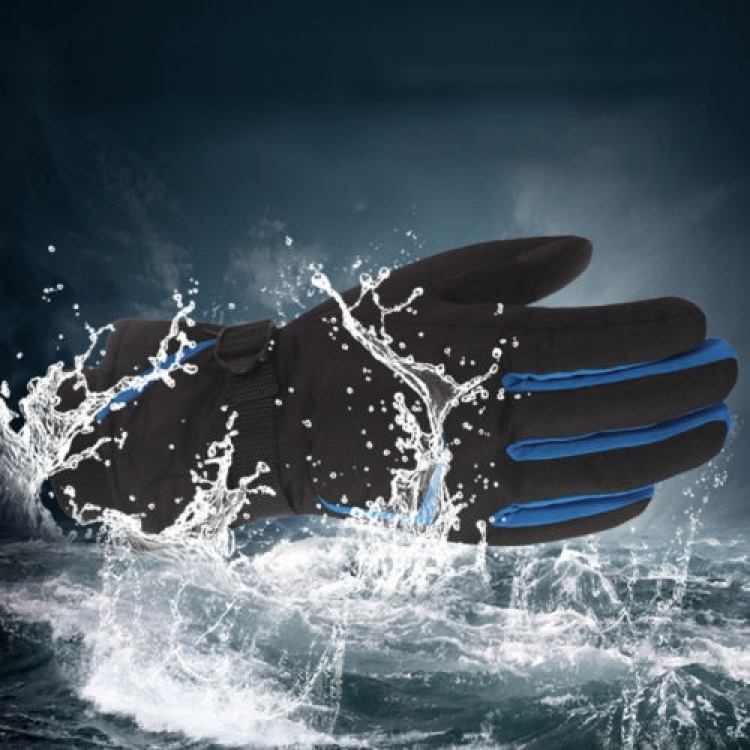 Waterproof ski gloves, Blue/Black, Size L