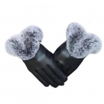 Stylish touchscreen gloves in faux leather and faux fur, M