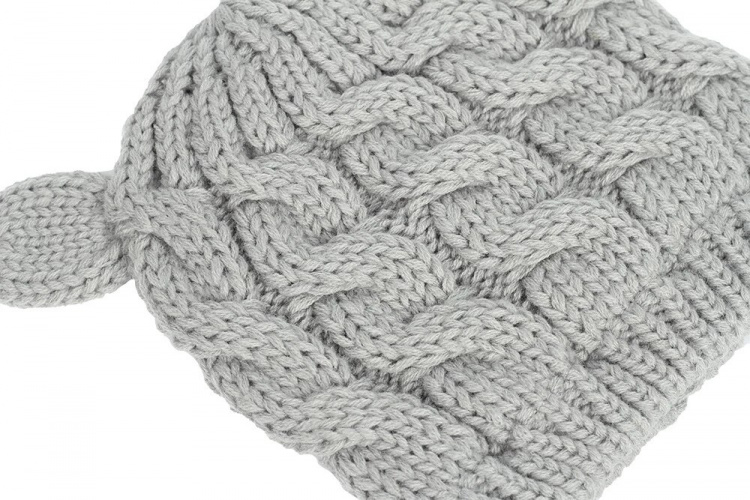 2 x Cute knitted set with hat and mittens for baby, Grey