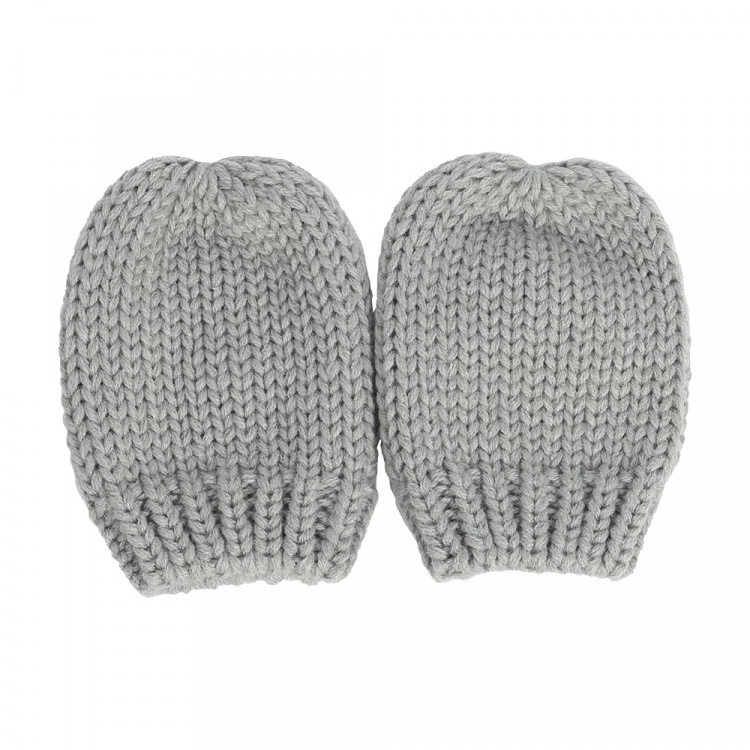 2 x Cute knitted set with hat and mittens for baby, Grey