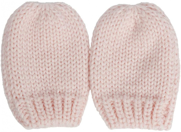 2 x caps 2 x pair of mittens for baby, Large, Pink