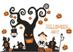 Wall decoration with Halloween motif, Scary tree 60x90cm