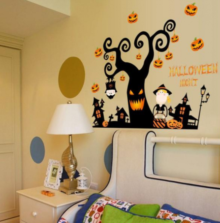 Wall decoration with Halloween motif, Scary tree 60x90cm