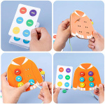 Wooden buttons on a sweater - educational game for toddlers Wooden buttons on a sweater - educational game for toddlers
