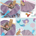 Excavation kit with seashells and mermaid