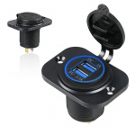 Extra sockets for car, boat, motorhome, 2 in 1 USB-socket splitter