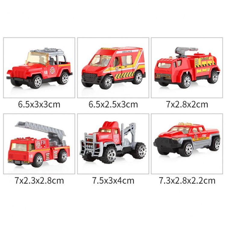 Set med 6st brandfordon bl.a. brandbil
