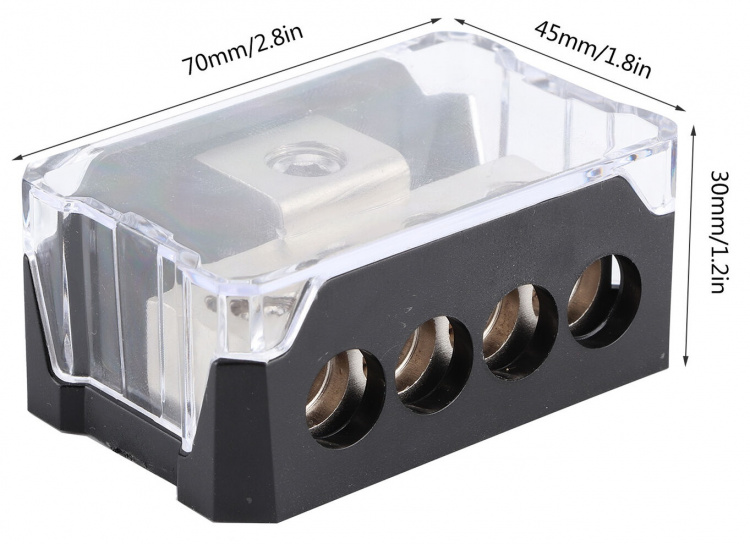 Distribution block 1x10.5mm to 4x7mm Distribution block 1x10.5mm to 4x7mm